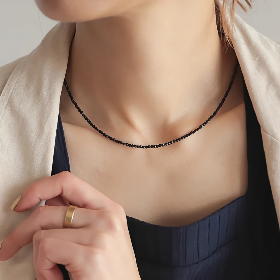 Minimalist Bead Short Necklace Sleek Matte Finish Delicate Chain